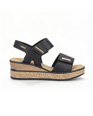 Rieker Rose Womens Wedge Sandals Black
