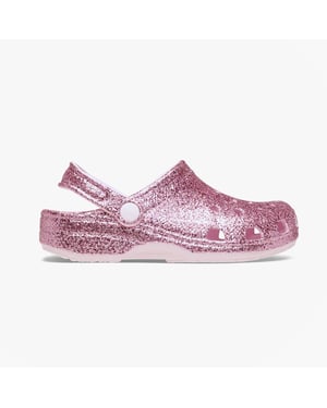 Crocs Classic Chunky Glitter Girls Clogs Sandals Pink Milk