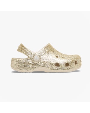 Crocs Classic Chunky Glitter Girls Clogs Sandals Sandstone