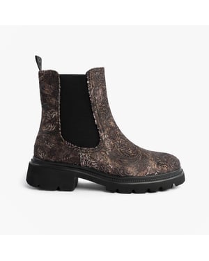 Heavenly Feet Brkvlr Zeta Meadow Velour Womens Chelsea Boots Bark Velour