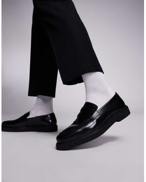 ASOS DESIGN creeper loafers i svart läder