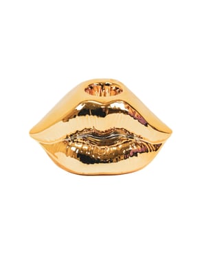 House Vitamin Candle holder lip ceramic gold 10,5x6,5x5,5cm