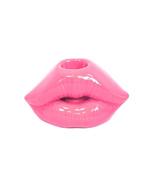 House Vitamin Candle holder lip ceramic neon pink 10,5x6,5x5,5cm