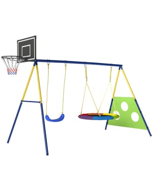 4goodz Schommelrek 4-in-1 tot 150 kg met nestschommel basketbalring voetbaldoel