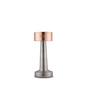 Buccan Buccan dumbbell tafellamp rosegoud en zilver 3 lichtstanden en touchpanel