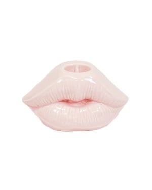 House Vitamin Candle holder lip ceramic light pink 10,5x6,5x5,5cm