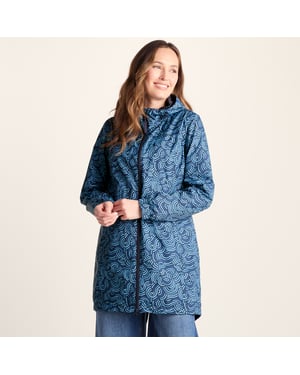 Kilnsey Womens Waterproof Jacket - Smokey Blue Wave Print