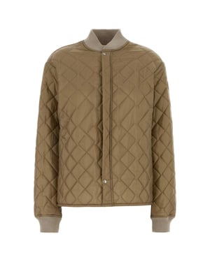 Beige Nylon Bomber Jacket