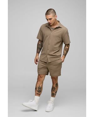 Short Sleeve Jersey Regular Herringbone Shirt And Short Set