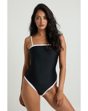 Tummy Control Contrast Square Neck Swimsuit