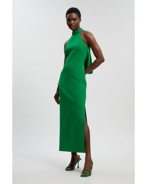 Petite Soft Tailored Halter Neck Open Back Maxi Dress