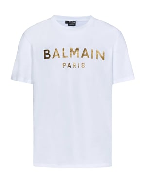Gold Logo Printed T-Shirt in White