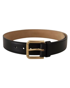 Leren Riem Zwart Gouden Gesp