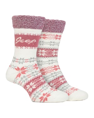2 Pairs Ladies Thermal Patterned Fairisle Socks Warm Winter Socks