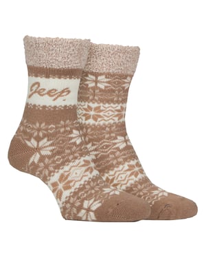 2 Pairs Ladies Thermal Patterned Fairisle Socks Warm Winter Socks