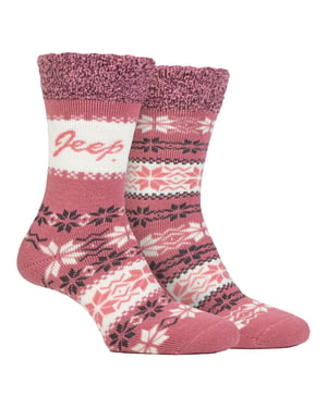 2 Pairs Ladies Thermal Patterned Fairisle Socks Warm Winter Socks