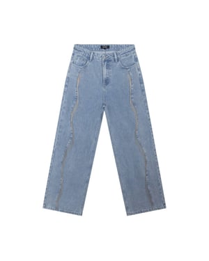 Refined Department R2603171931 ladies woven relaxed fringes denim pants payton