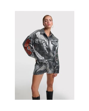 Alix The Label 2603457559 silver artwork jacket