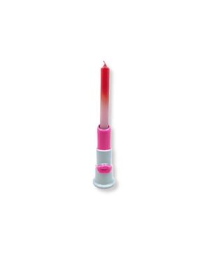 House Vitamin Candle holder lipstick ceramics mint/pink 5x5x15cm
