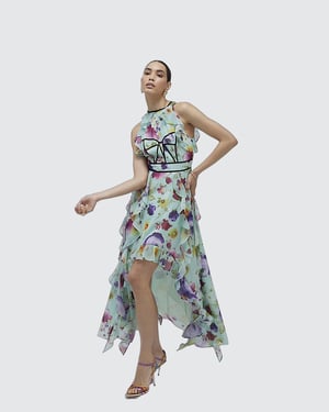 River Island Womens Midi Dress Green Floral Sleeveless