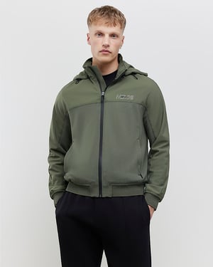 River Island Mens Bomber Jacket Green Hooded