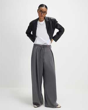 River Island Womens Trousers Grey Tie Front High Waisted Trouser