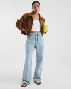 River Island Womens Straight Jeans Petite Blue High Rise Relaxed