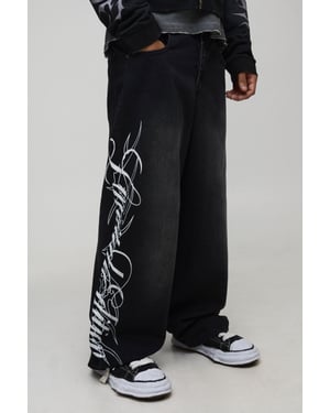 Super Baggy Embroidered Gothic Jeans