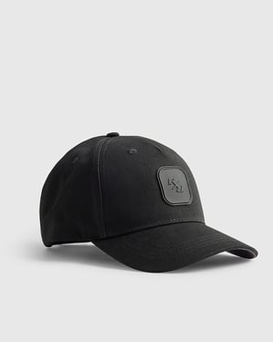 River Island Mens Cap Black RXR Rubberised Badge