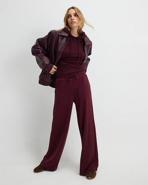 River Island Womens Joggers Red High Waisted Wide Leg