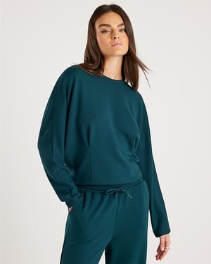 River Island Womens Sweatshirt Green Premium Batwing Sleeve