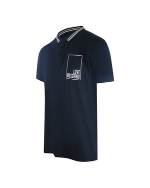 Love Moschino Navy Blue Polo Shirt Small White Box Logo