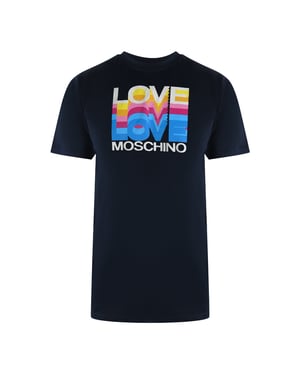 Love Moschino Navy Blue T-shirt Large Love Colourful Logo
