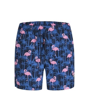 Jack & Jones Heren zwemshort jpstmaui vibes donkerblauw flamingo/palm print