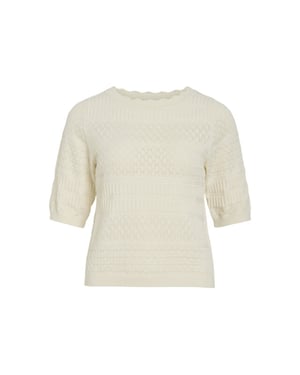 Vila Vimilos ss o-neck pointelle top noos off-white