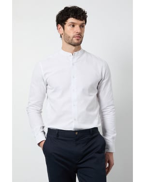White Oxford Grandad Long Sleeve Shirt