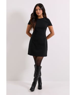 Petite Bengaline Cap Sleeve Mini Dress