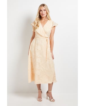 Petite Floral Burn Out Ruffle Midi Dress