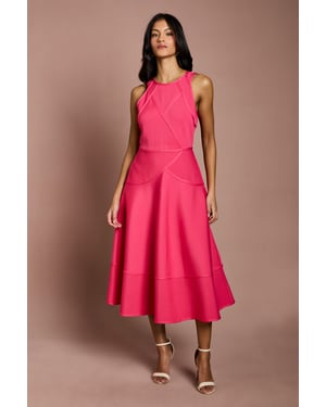 Petite Ribbed Bandage Halterneck Midi Dress