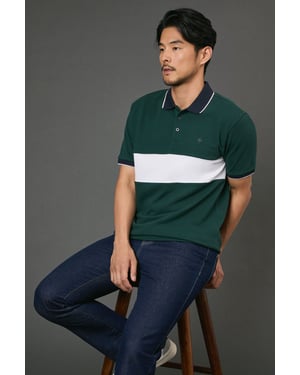 Dark Green Chest Detail Pique Polo Shirt