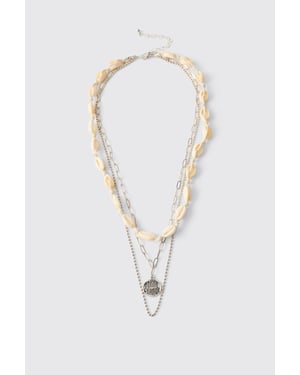 Layered Shell and Chain Pendant Necklace