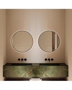 Lumoire Badkamerspiegel met verlichting neon 80cm rond set van 2 anti condens