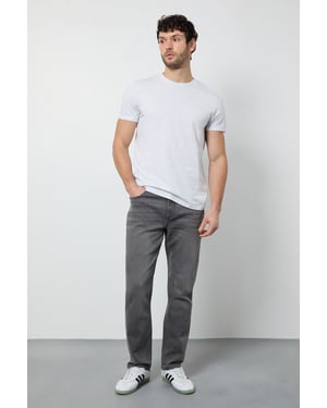 Grey Stretch Straight Fit Jeans