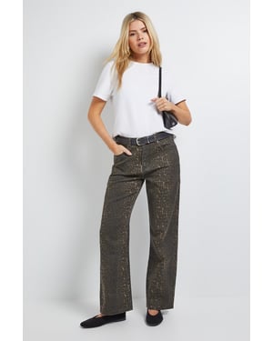 Leopard Tapered Straight Denim Jean