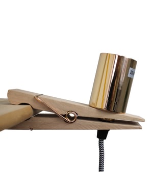 House Vitamin Houten knijper lamp-15x3x10cm-incl. gloeilamp-gouden fitting en