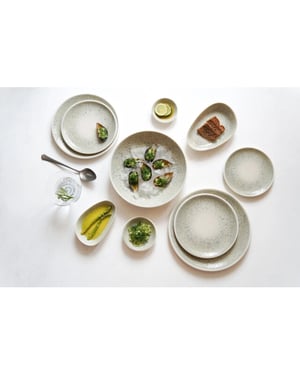 By Bone Dinerbord natura ocean porselein 30 cm set van 6
