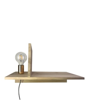 House Vitamin Houten boekenplank met lamp-45x25x28cm-incl.gloeilamp-met gouden