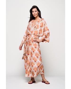 Caroline Tensen Islay Kimono Jurk Zand / Multi