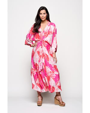 Caroline Tensen Islay Kimono Jurk Roze / Multi