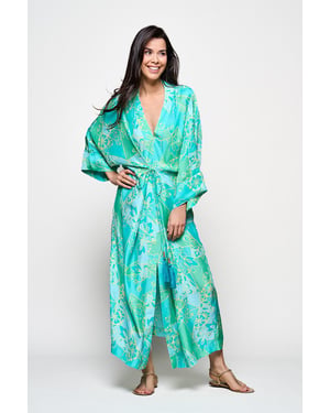 Caroline Tensen Islay Kimono Jurk Groen / Multi